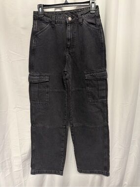 H&M Black Wide-Leg Cargo Jeans